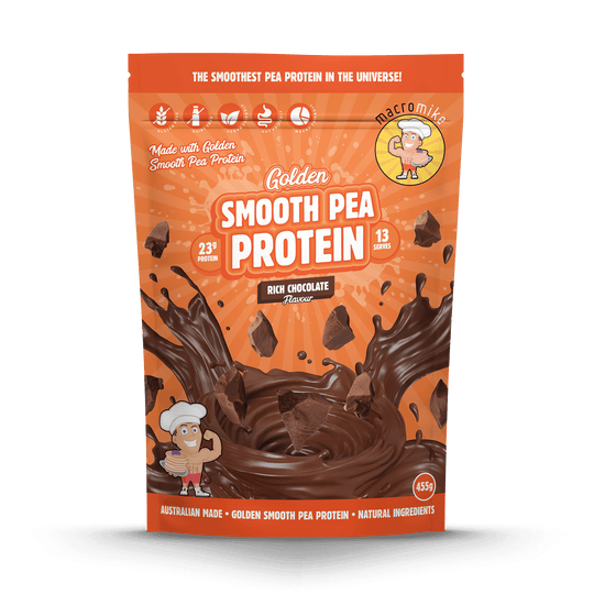 Macro Mike Golden Smooth Pea Protein Rich Chocolate 455g front