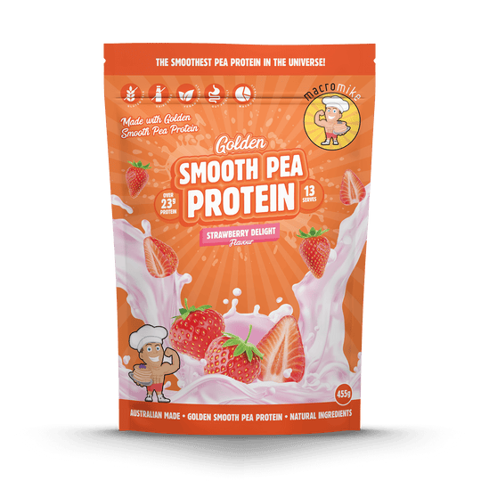 Macro Mike Golden Smooth Pea Protein Strawberry Delight 455g front