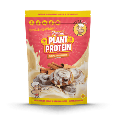 Macro Mike Peanut Plant Protein Caramel Cinnamon Bun 1kg protein powder, front, NZ Supps
