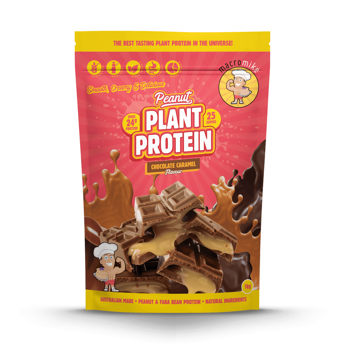 Macro Mike Peanut Plant Protein Chocolate Caramel 1kg front