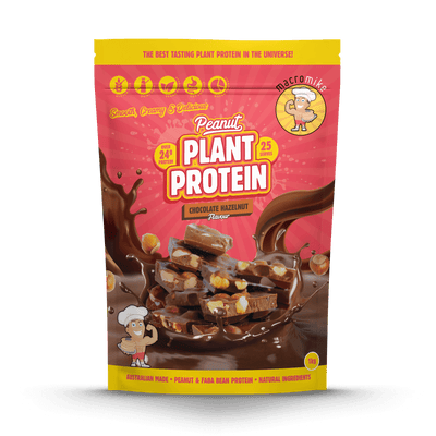 Macro Mike Peanut Plant Protein Chocolate Hazelnut 1kg protein powder, front, NZ Supps