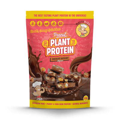 Macro Mike Peanut Plant Protein Chocolate Hazelnut 520g protein powder, front, NZ Supps