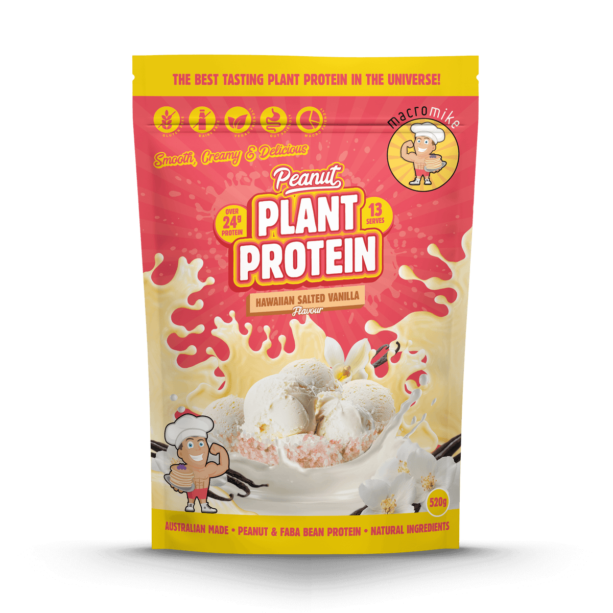 Macro Mike Peanut Plant Protein Hawaiian Salted Vanilla 520g front