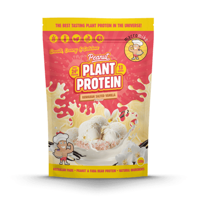 Macro Mike Peanut Plant Protein Hawaiian Salted Vanilla 520g protein powder, front, NZ Supps