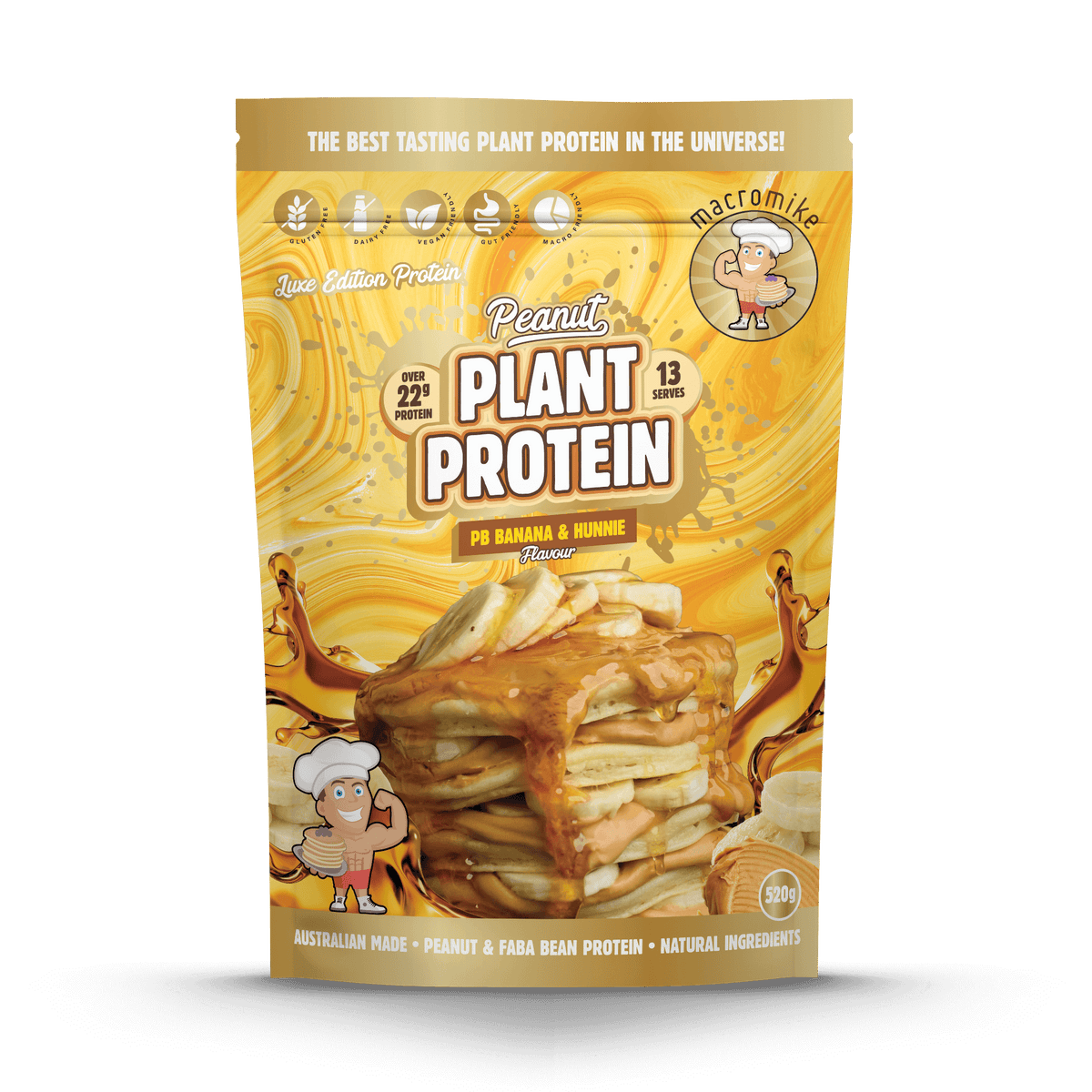 Macro Mike Luxe Peanut Plant Protein PB Banana Hunnie 520g front