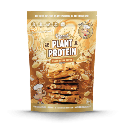 Macro Mike Luxe Peanut Plant Protein Peanut Butter Brittle 520g protein powder, front, NZ Supps