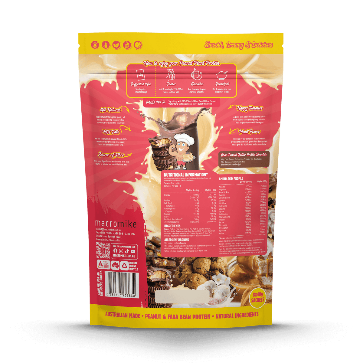 Macro Mike Peanut Plant Protein Sample Pack 8x40g back