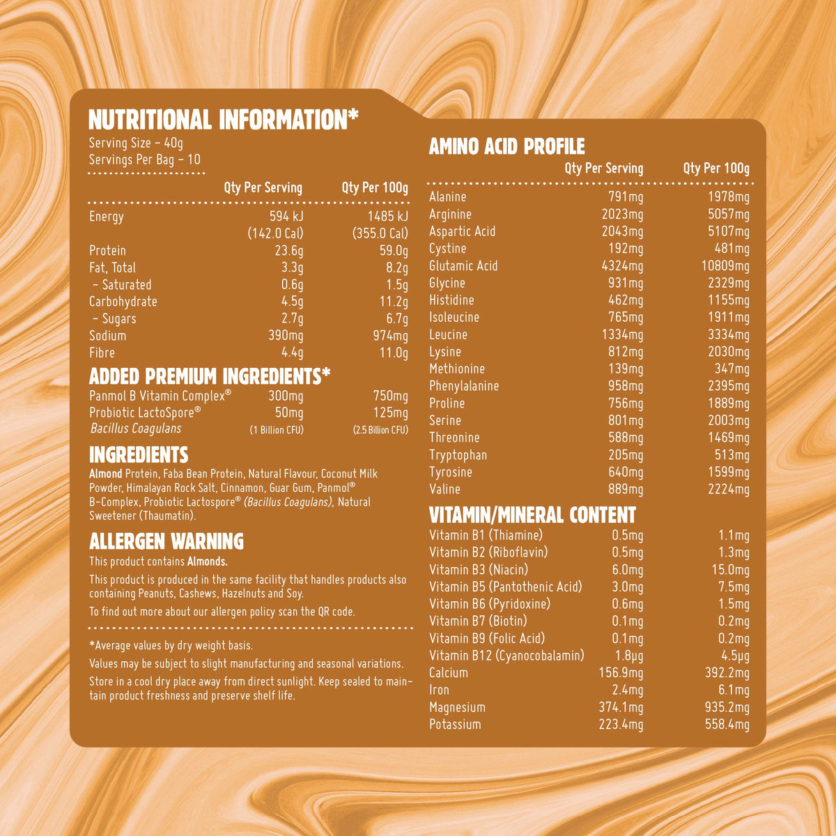 Macro Mike Luxe Almond Protein Cinnamon Churros nutrition panel
