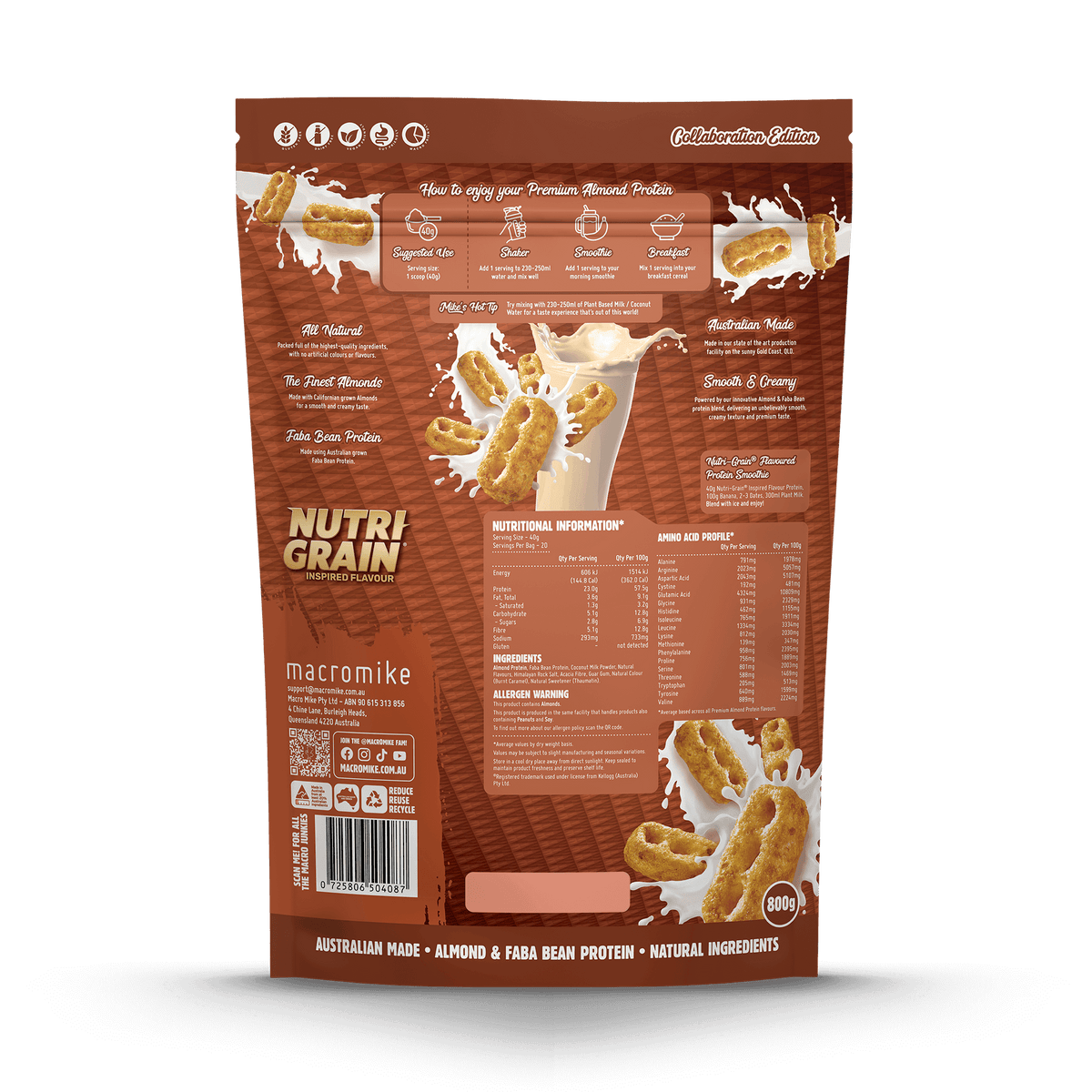 Macro Mike x Kellogg's Premium Almond Protein Nutri-Grain 800g back