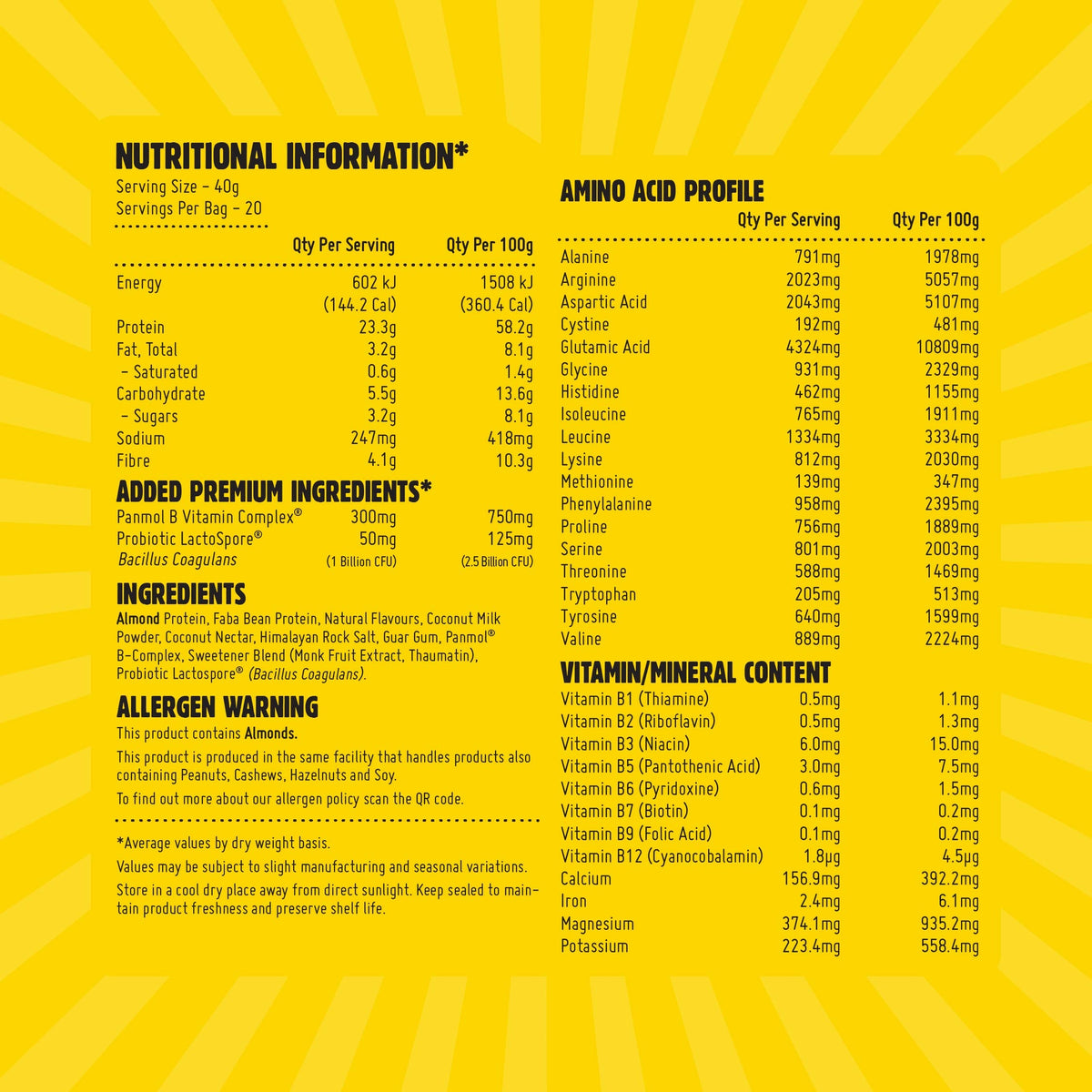 Macro Mike Premium Almond Protein Salted Caramel nutrition panel