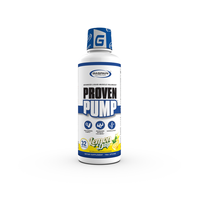 Gaspari Proven Pump stim free pre-workout, Lemon Drop powder, 473g, NZ Supps