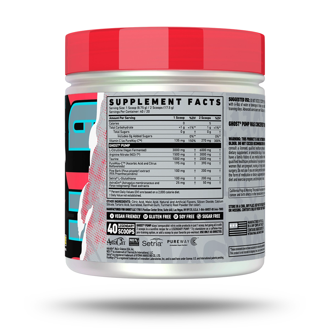 Ghost Pump Pineapple back supplement facts panel
