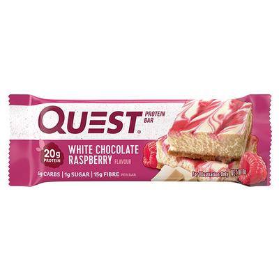 Quest Bar protein bar, White Choc Rasp, 20g, NZ Supps