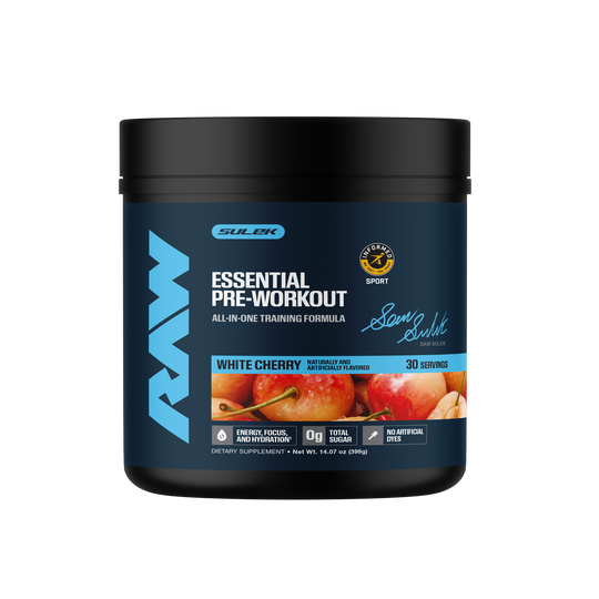 Raw Nutrition Essential Pre-Workout Sam Sulek Edition White Cherry front