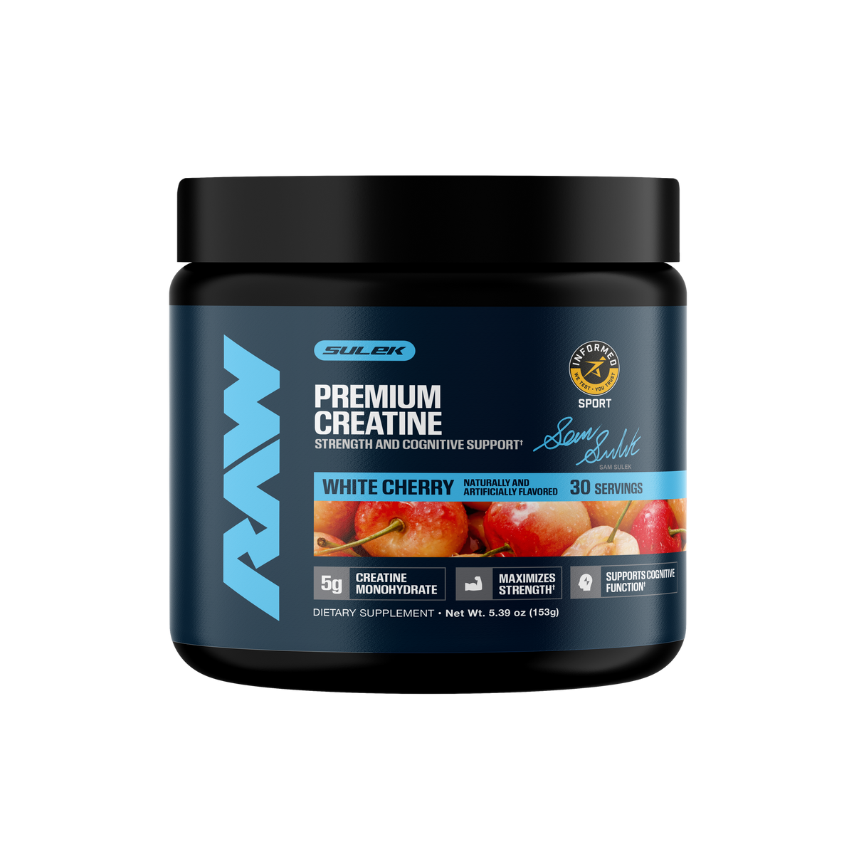 Raw Nutrition Premium Creatine Sam Sulek Edition White Cherry front
