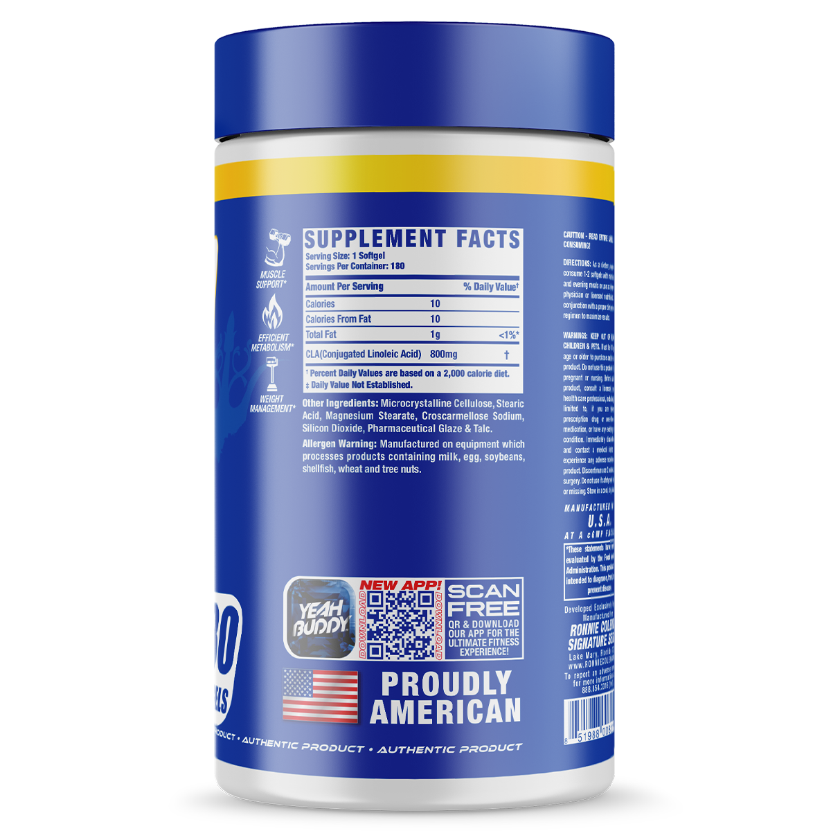 Ronnie Coleman CLA supplement facts and nutrition panel