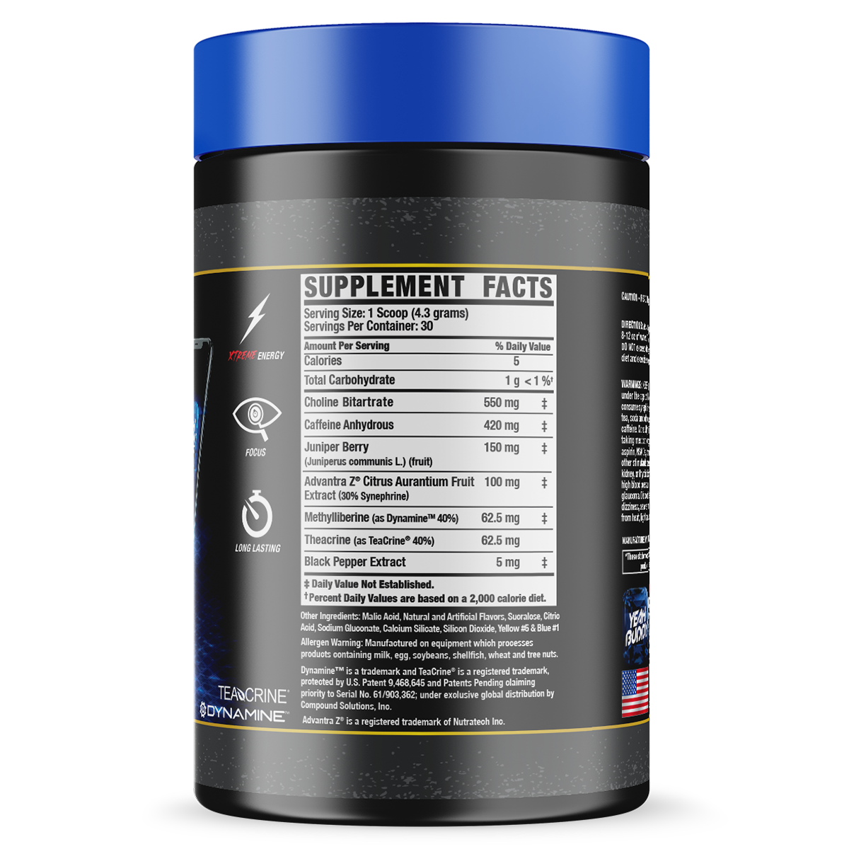 Ronnie Coleman Yeah Buddy Green Apple supplement facts and nutrition panel