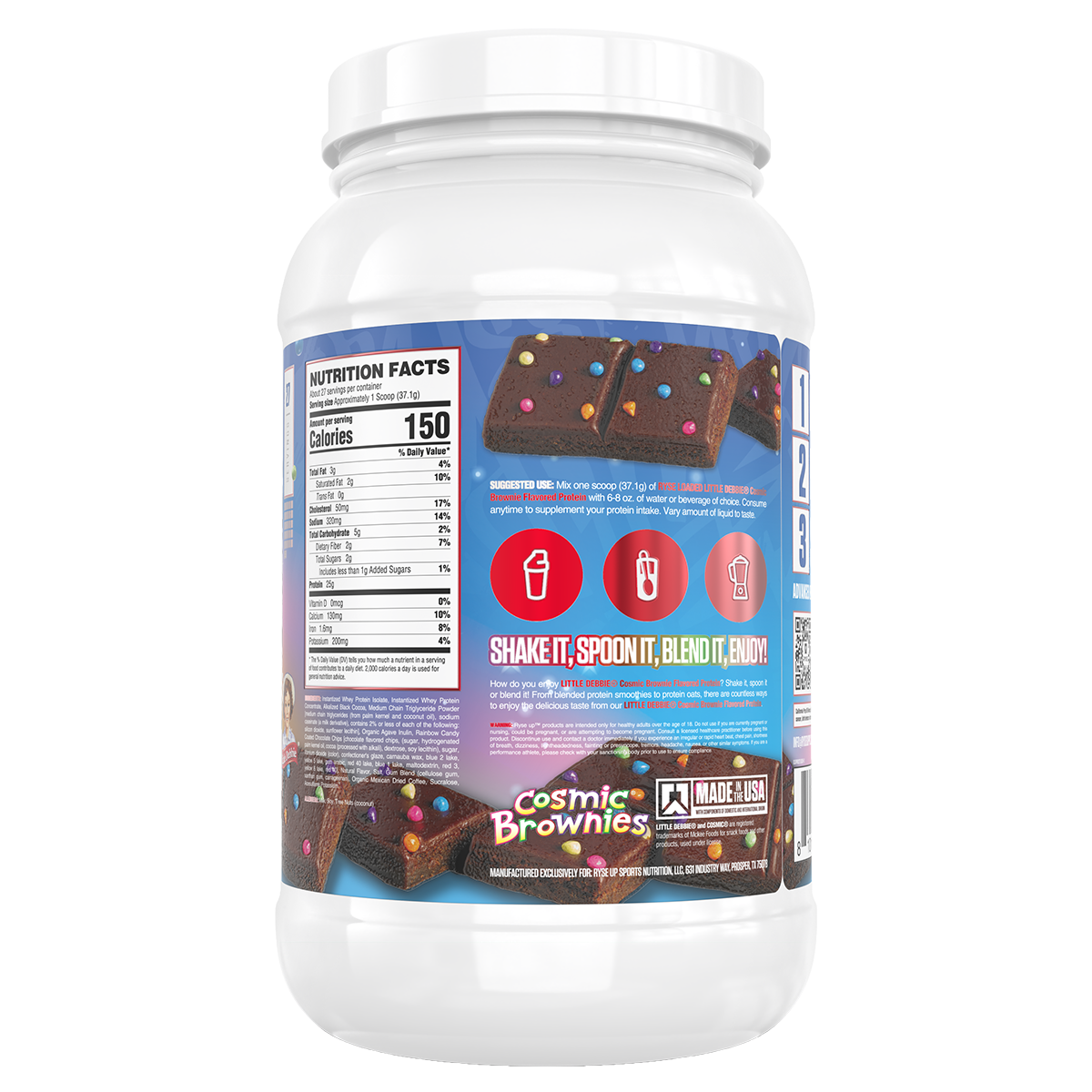 Ryse Loaded Protein Cosmic Brownies supplement facts and nutrition panel