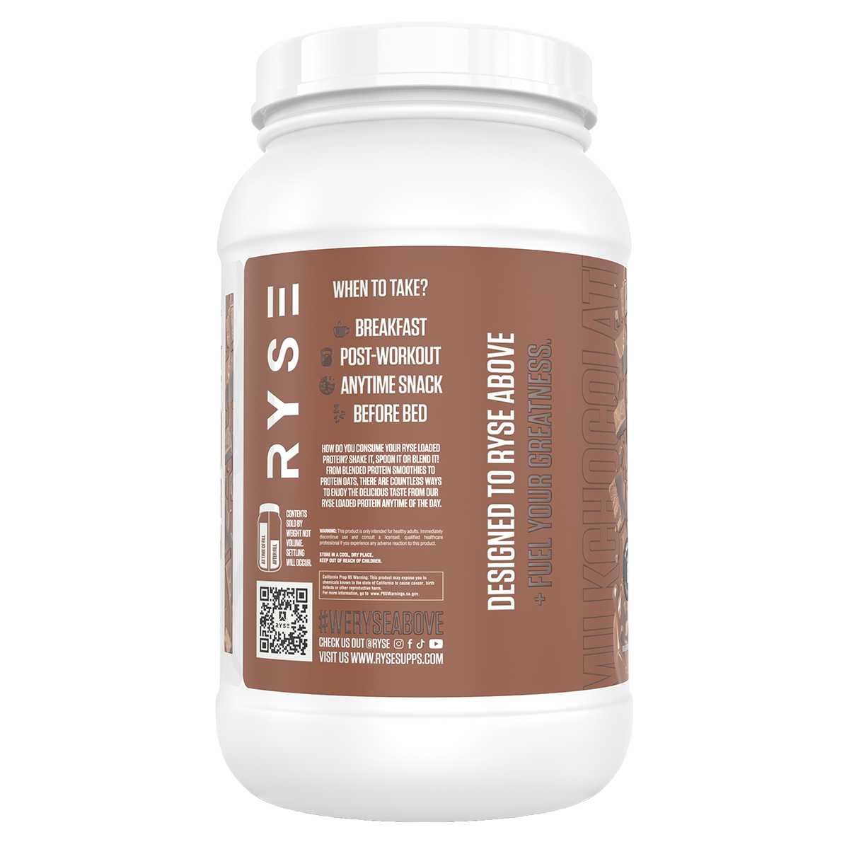 Ryse Loaded Protein Milk Chocolate side of pack