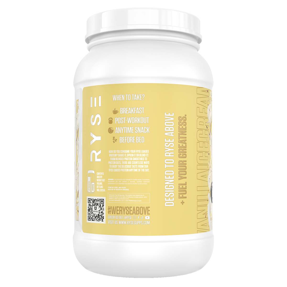 Ryse Loaded Protein Vanilla Ice-cream side of pack