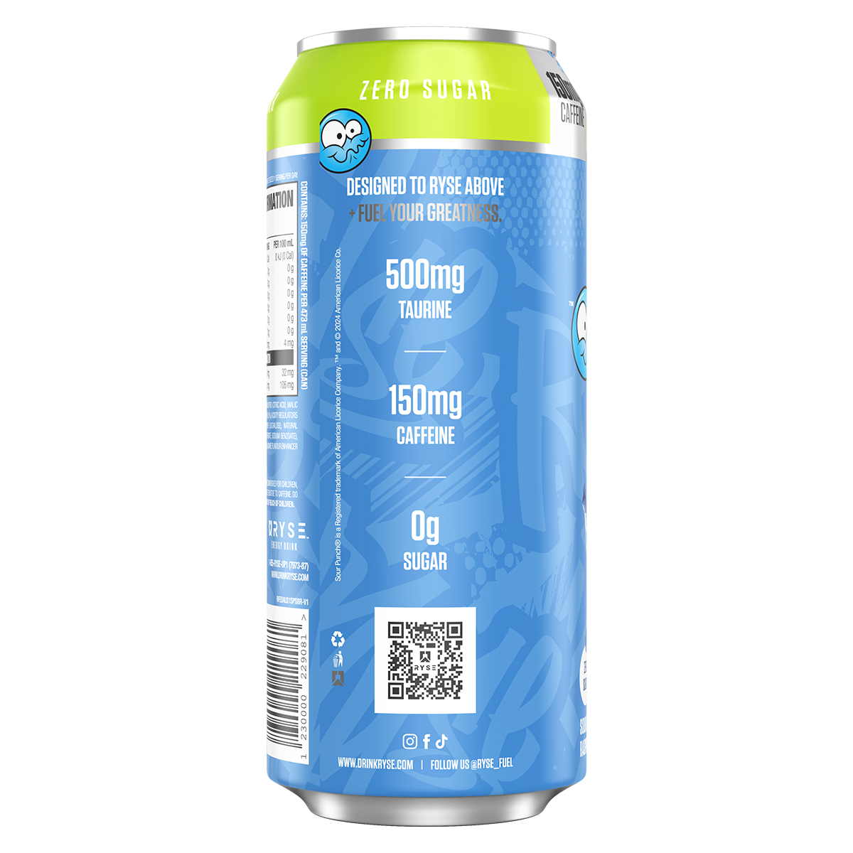 Ryse Fuel Energy Drink, Blue Razz — side of pack