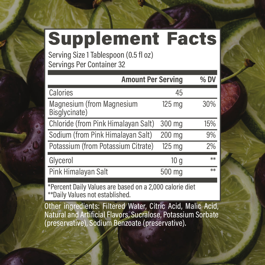 Raw Nutrition Liquid Glycerol Cherry Lime supplement facts and nutrition panel