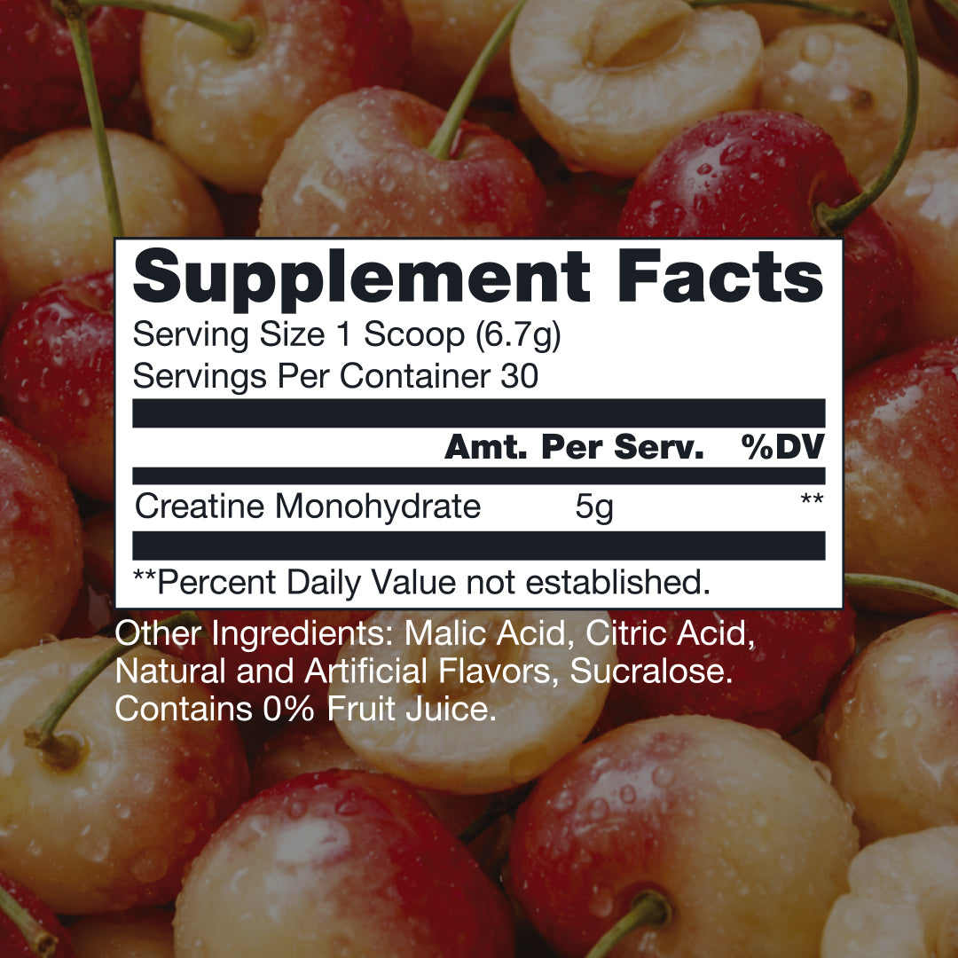 Raw Nutrition Premium Creatine White Cherry supplement facts and nutrition panel