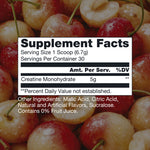 Raw Nutrition Premium Creatine White Cherry supplement facts and nutrition panel