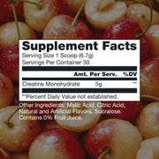 Raw Nutrition Premium Creatine White Cherry supplement facts and nutrition panel