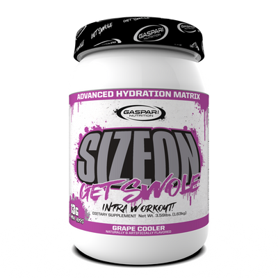 Gaspari Size On stim free pre-workout, Grape Cooler powder, 1.63kg, NZ Supps