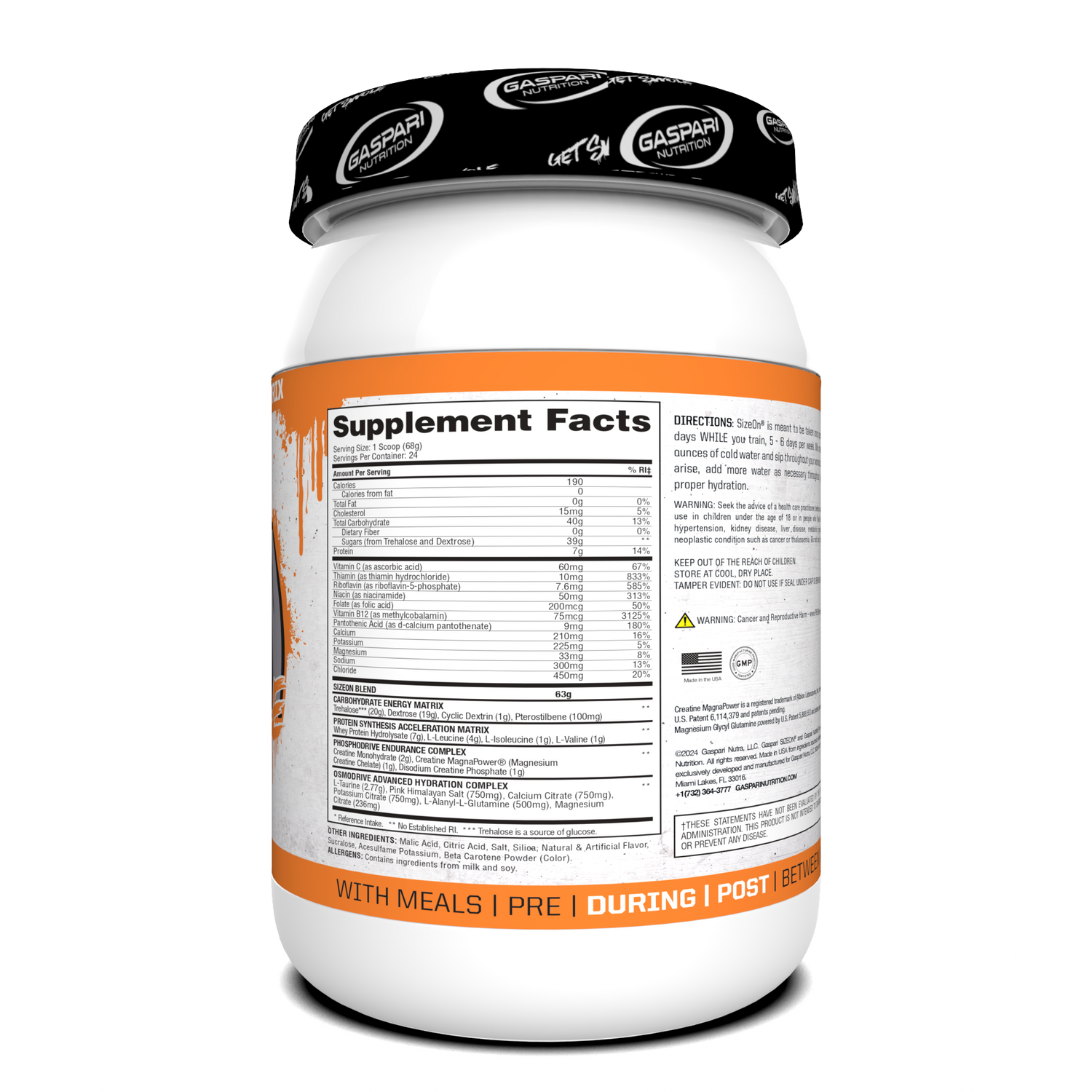Gaspari Size On, Orange Cooler — side of pack
