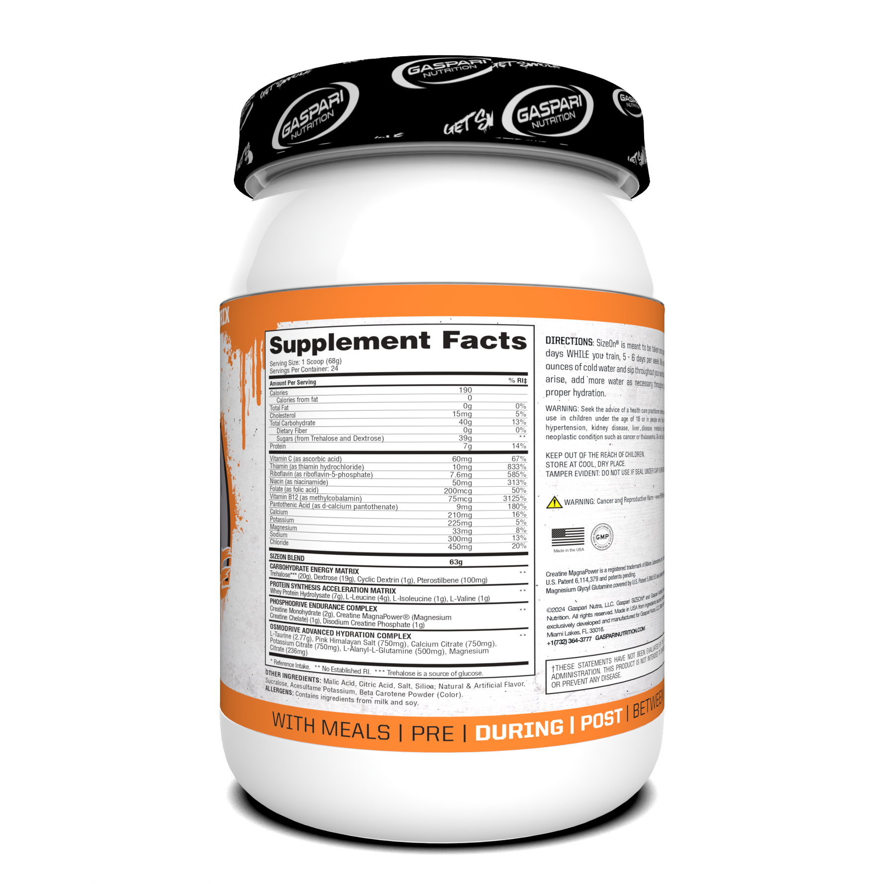 Gaspari Size On, Orange Cooler — side of pack