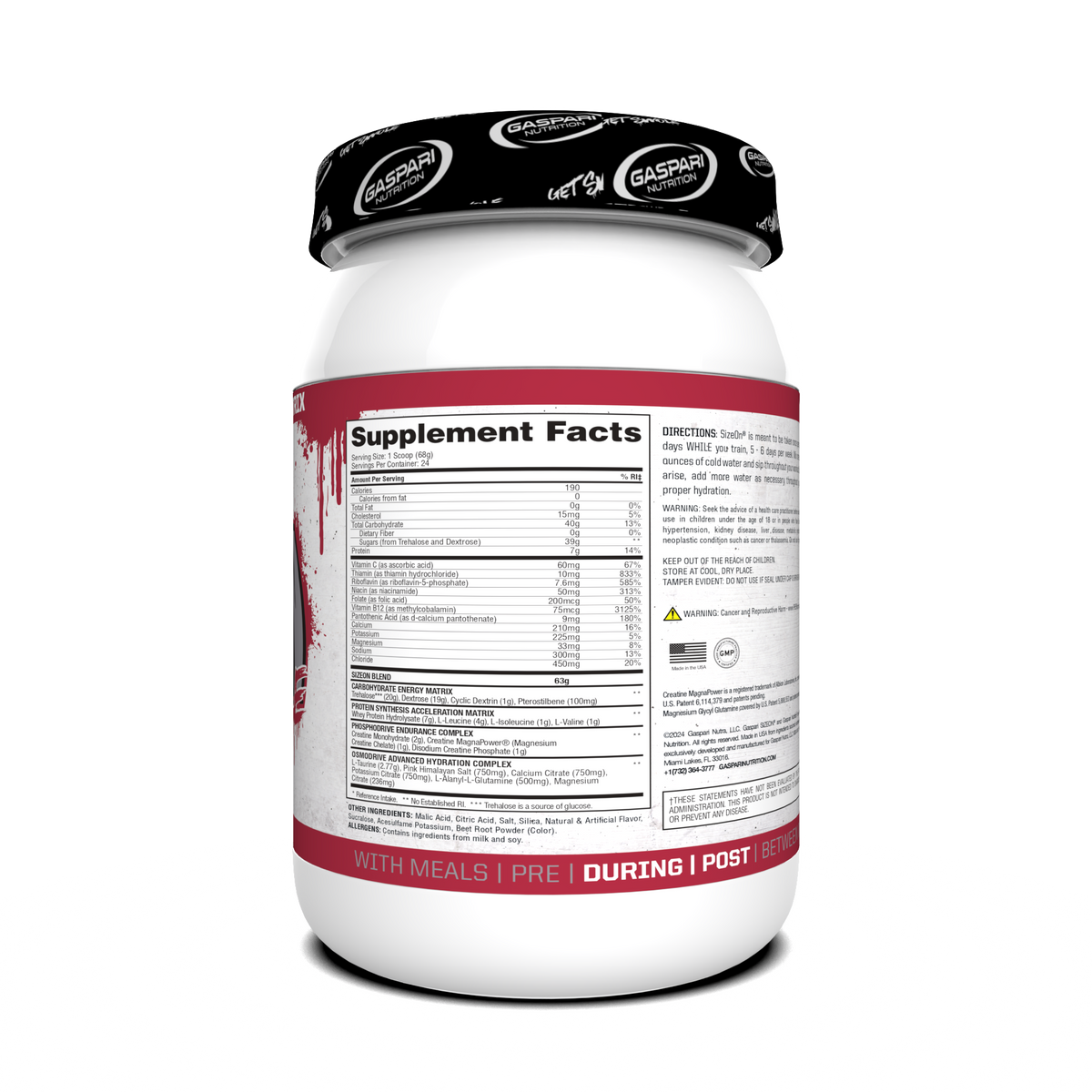 Gaspari Size On, Wild Berry Punch — side of pack