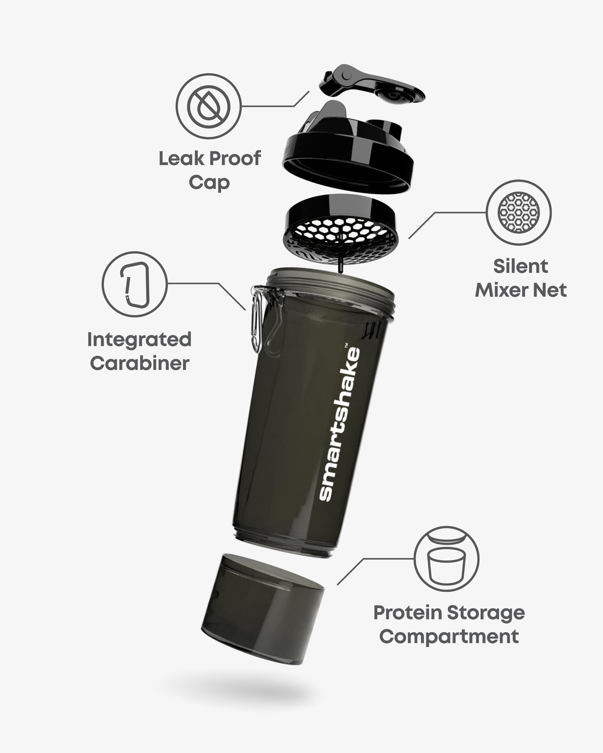 SmartShake Smart Shake Slim Gunsmoke Black nutrition panel