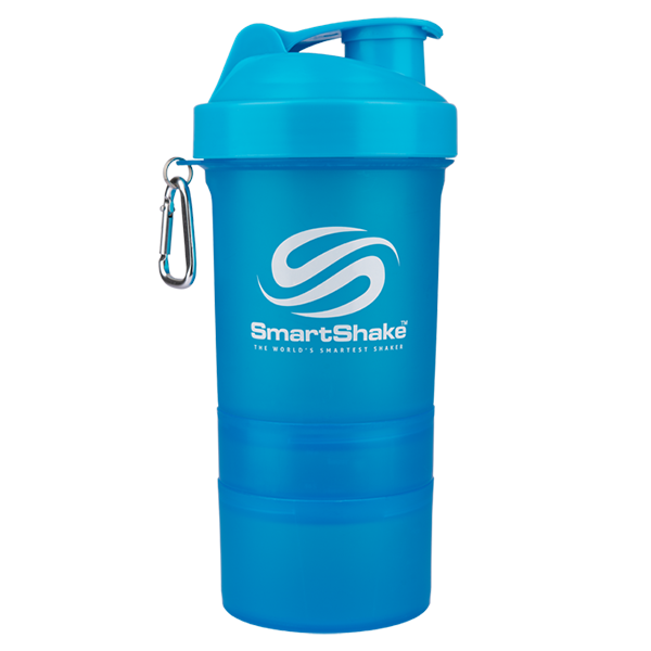 SmartShake Original2Go shaker bottle, Neon Blue, NZ Supps