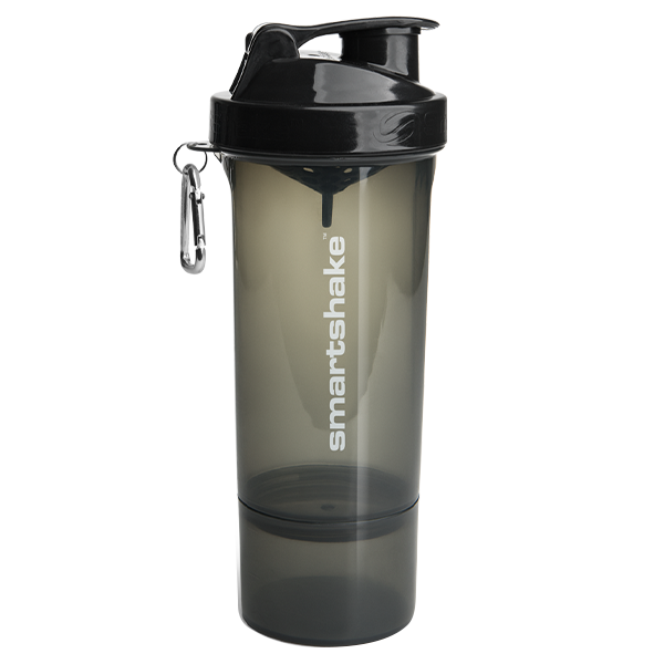 SmartShake Smart Shake Slim shaker bottle, Gunsmoke Black powder, NZ Supps
