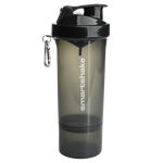 SmartShake Smart Shake Slim shaker bottle, Gunsmoke Black powder, NZ Supps