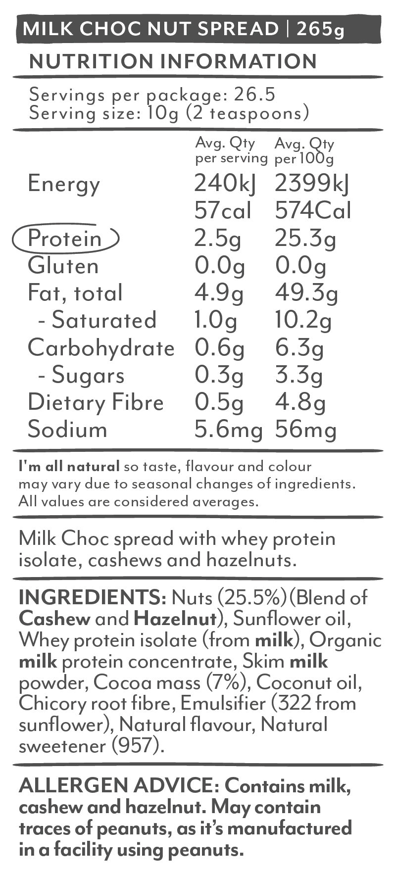Vitawerx Protein Nut Spread, Milk Choc — pack (2)