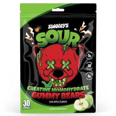 Swoleys Sour Creatine Gummy Bears creatine gummies, Green Apple, NZ Supps