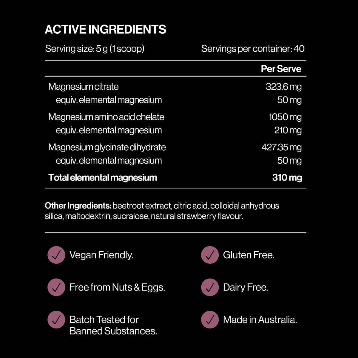 Pillar Performance Triple Magnesium Pouch, Berry