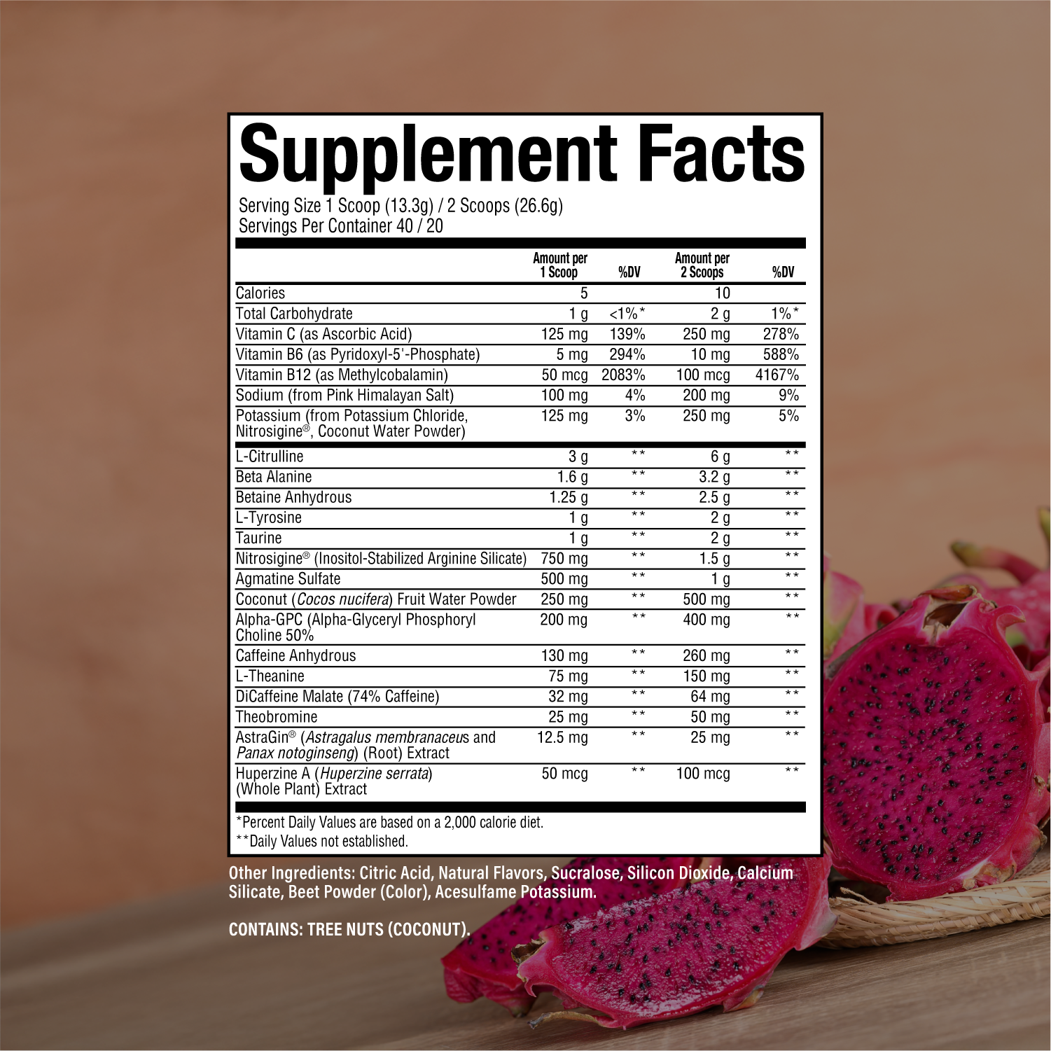 CBUM Thavage Christopher's Lemon Lime supplement facts and nutrition panel