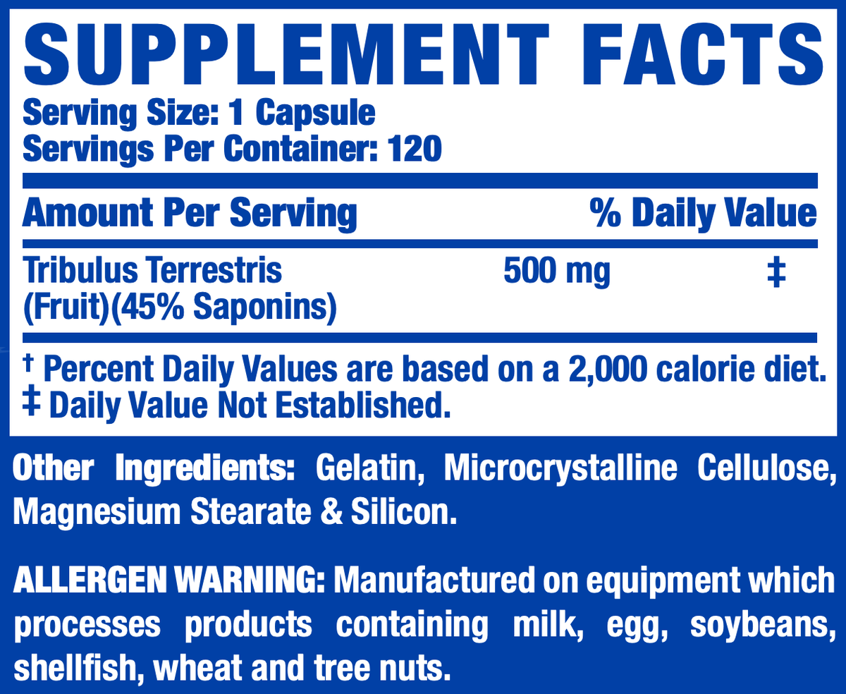 Ronnie Coleman Tribulus XS (120 Serves) nutrition panel
