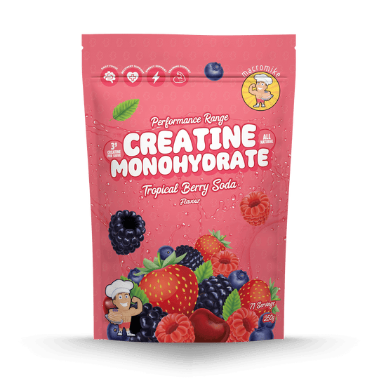 Macro Mike Creatine Monohydrate Tropical Berry Soda 250g front
