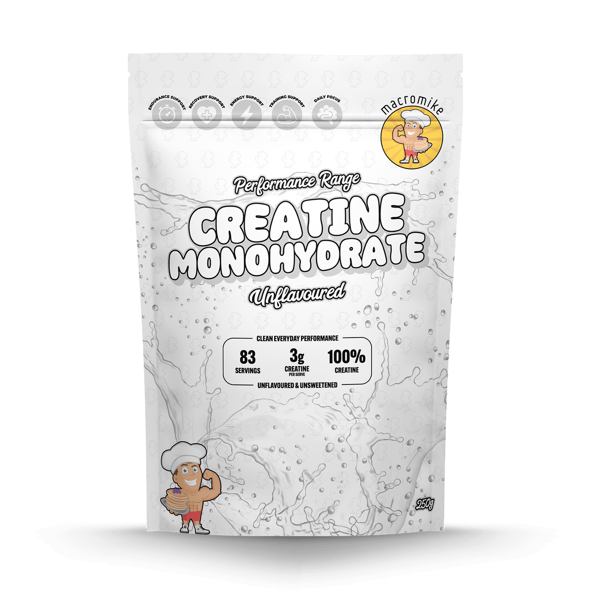 Macro Mike Creatine Monohydrate Unflavoured 250g front