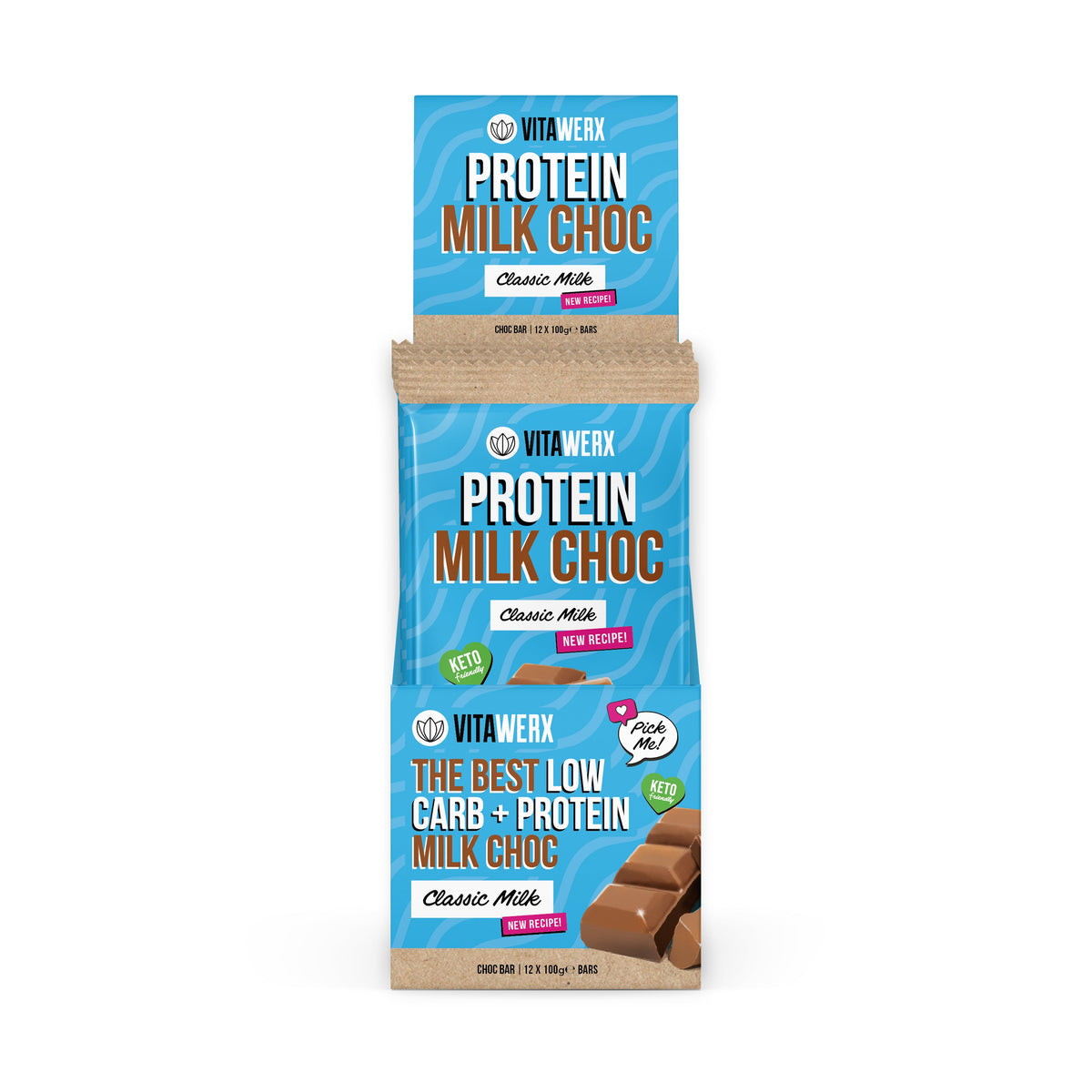 vitawerx milk choc bar 12 x 100g classic milk choc