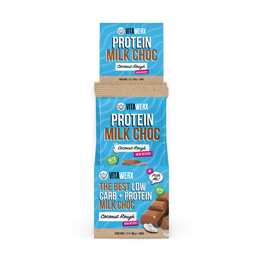vitawerx milk choc bar 12 x 100g coconut rough