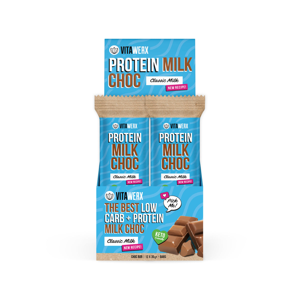 vitawerx milk choc bar 12 x 35g classic milk