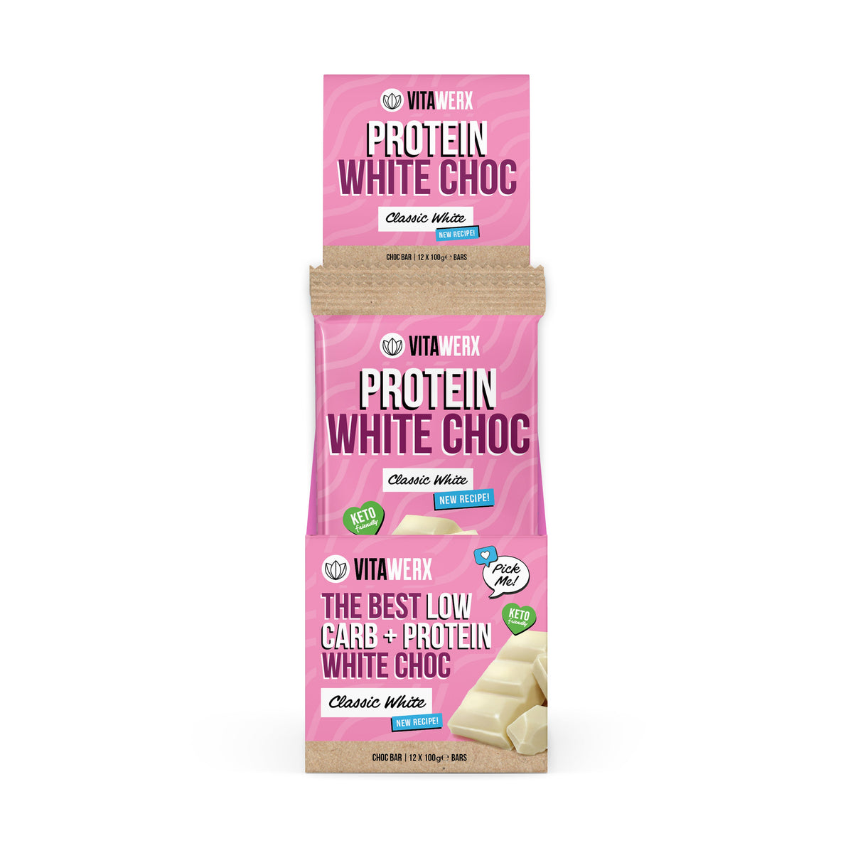vitawerx white choc bar 12 x 100g classic white choc