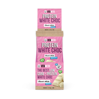 vitawerx white choc bar 12 x 100g classic white choc protein bar, 1200g, NZ Supps