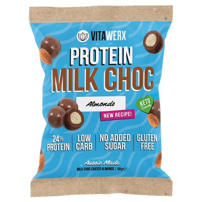 Vitawerx Protein Chocolate Coated protein powder, Almond, 60g, NZ Supps
